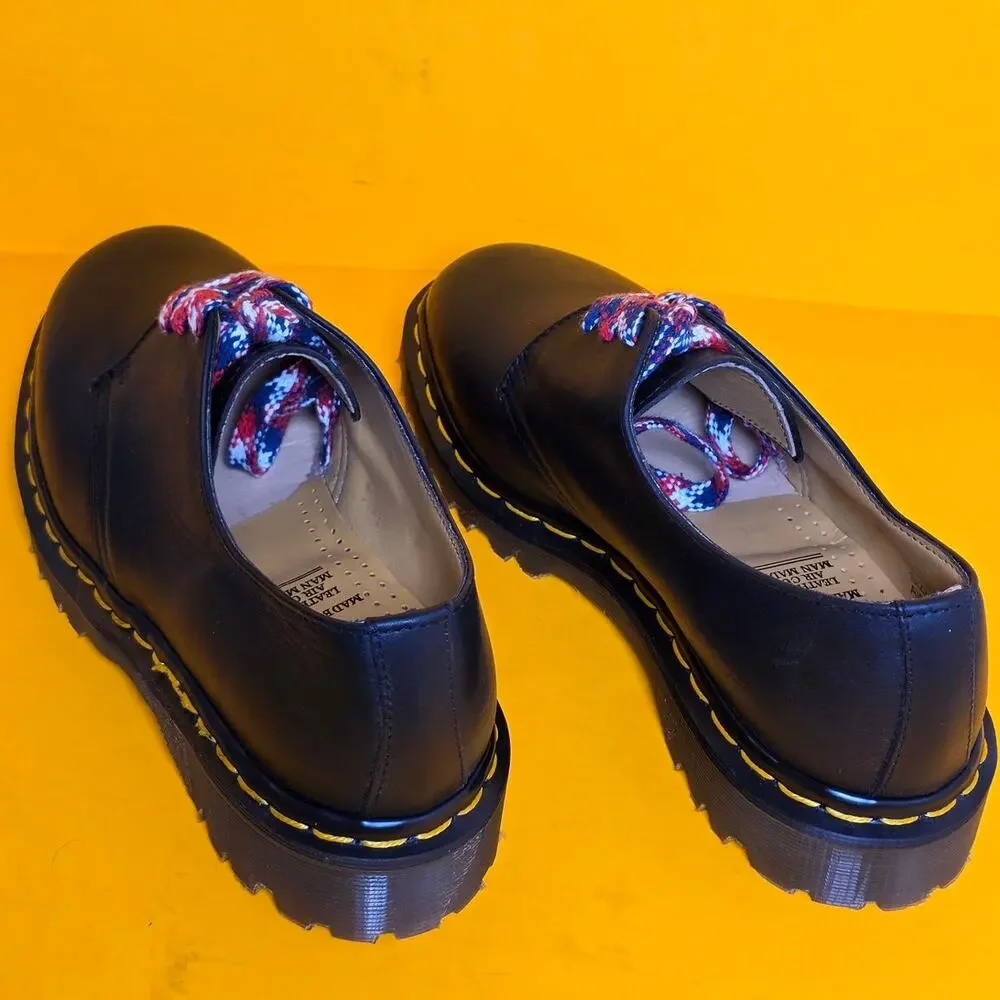 Vtg Dr Martens 1461 59 Black Leather Oxfords MIE England US 7 Commando Lug Sole